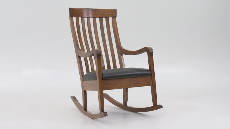 26010 Rocker Only in White Oak in Heritage Russett Finish & Black Leather Seat